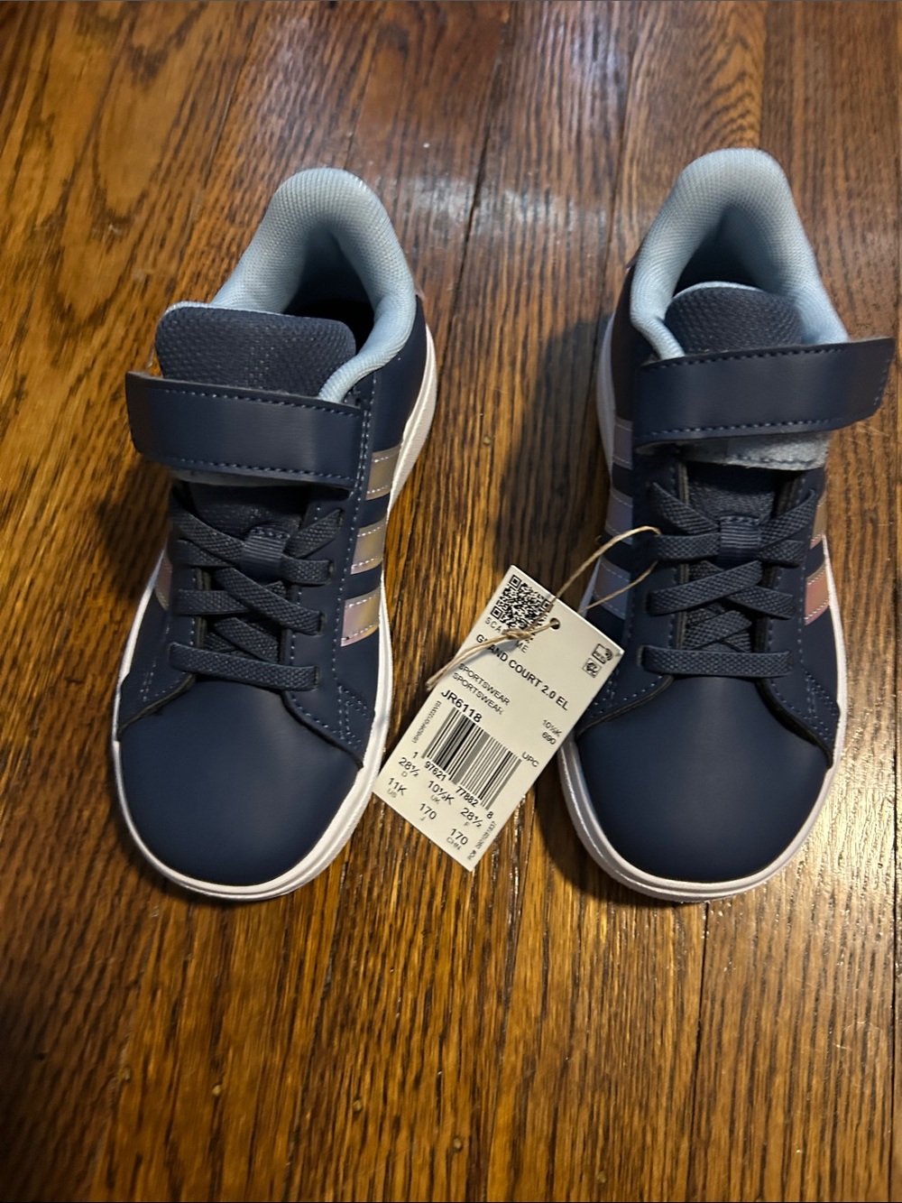 adidas Navy Sneakers with Light Blue Accents - Kids 11c